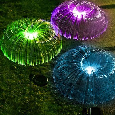 trio lampes jardin vert mauve bleu